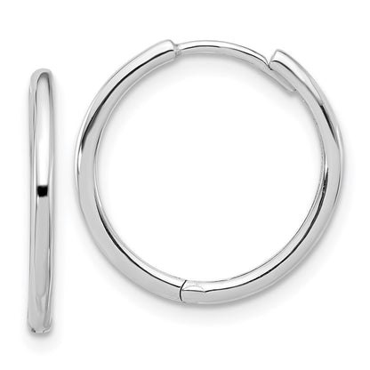 14K White Gold Polished Hinged Hoop Earrings Gift for Women