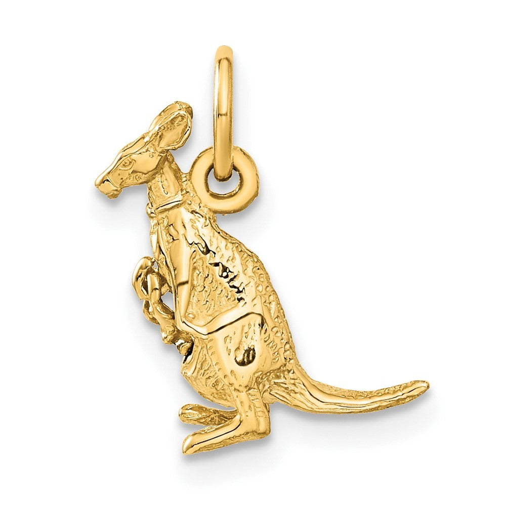 14k Yellow Gold 3D Kangaroo with Joey Charm
