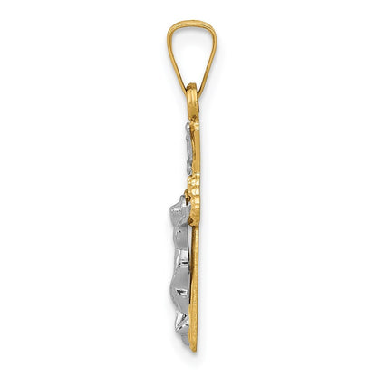 14k Two-tone Gold Polished INRI Crucifix Pendant for Women