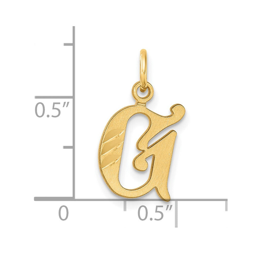 14k Yellow Gold Diamond-cut Letter G Initial Charm Pendant for Women