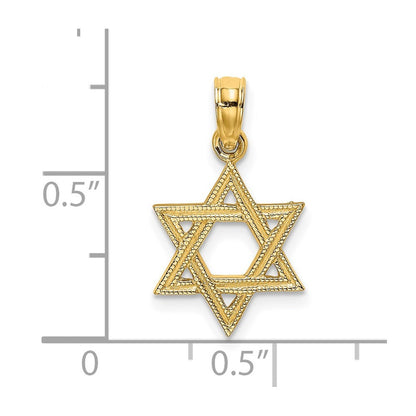 14k Yellow Gold Engraved Star Of David Charm