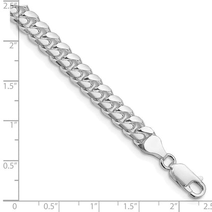 Sterling Silver Rhodium-plated 7mm Domed w/ Side Diamond-Cut Curb Chain Bracelet