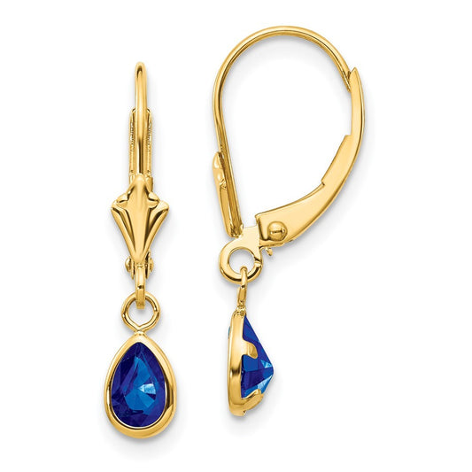 14k Yellow Gold 6x4mm Sapphire Earrings