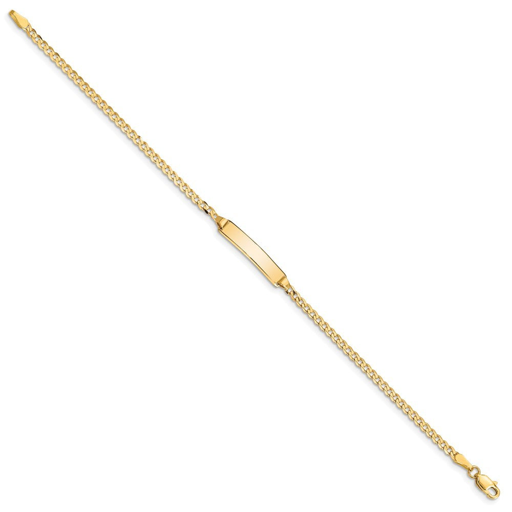14k Yellow Gold Solid Chain Bracelet Curb Link 20x4.8mm Plate 7" ID Bracelet
