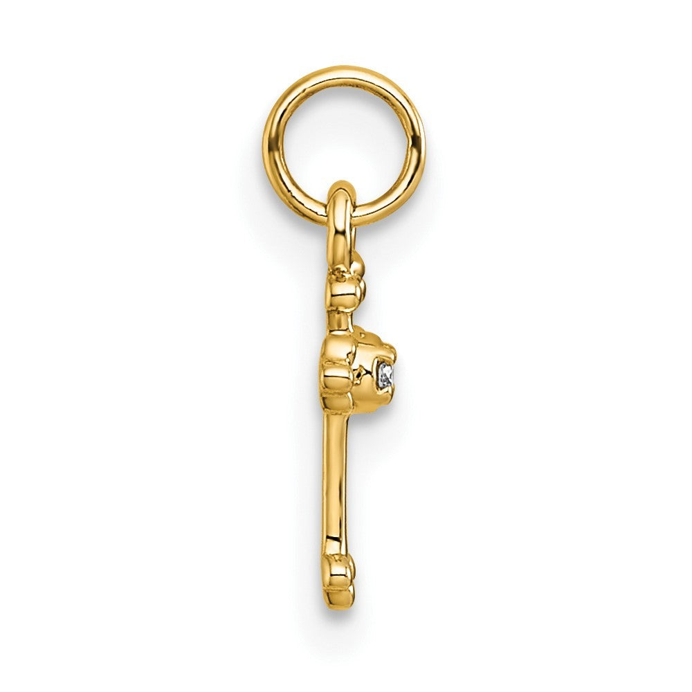 14k Yellow Gold Small Diamond Budded Cross Pendant