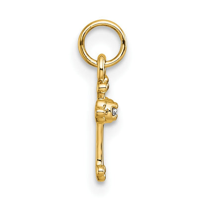 14k Yellow Gold Small Diamond Budded Cross Pendant