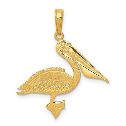 14k Yellow Gold Pelican Pendant for Women