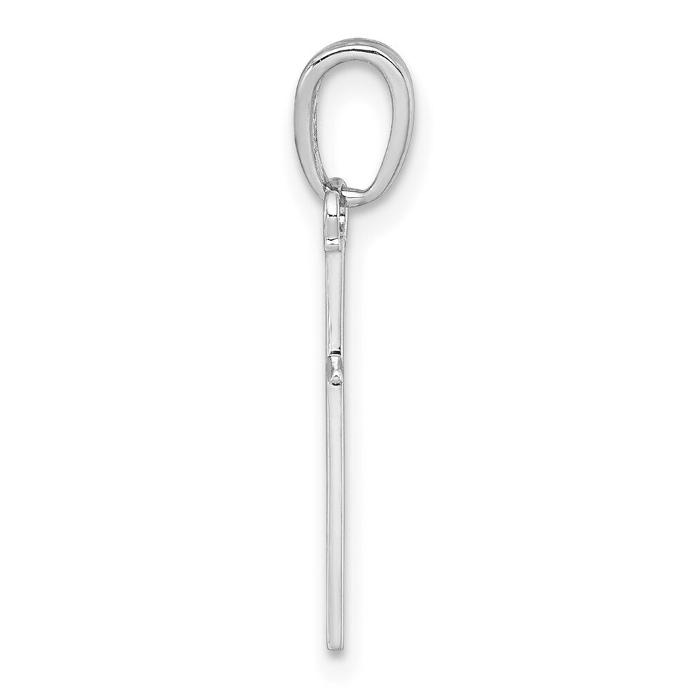 14k White Gold 3-D and Polished Stick Cross Charm Pendant for Women