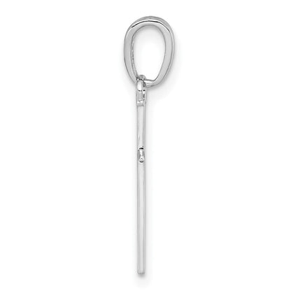 14k White Gold 3-D and Polished Stick Cross Charm Pendant for Women