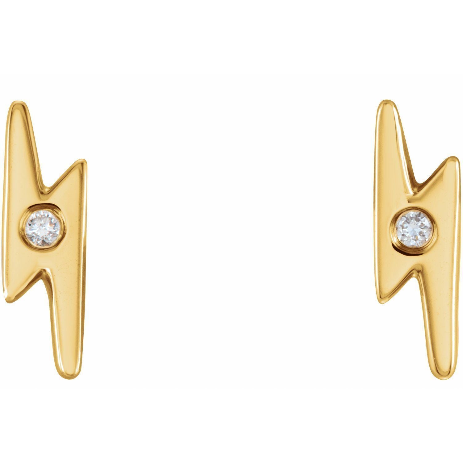 14k Yellow Gold .03 CTW Natural Diamond Lightning Bolt Stud Earrings