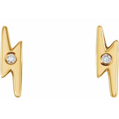 14k Yellow Gold .03 CTW Natural Diamond Lightning Bolt Stud Earrings