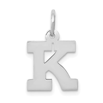14k White Gold Small Block Letter K Initial Charm Pendant for Women