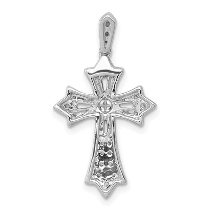 14k White Gold 1/6ct. Diamond Fleur de Lis Cross Pendant