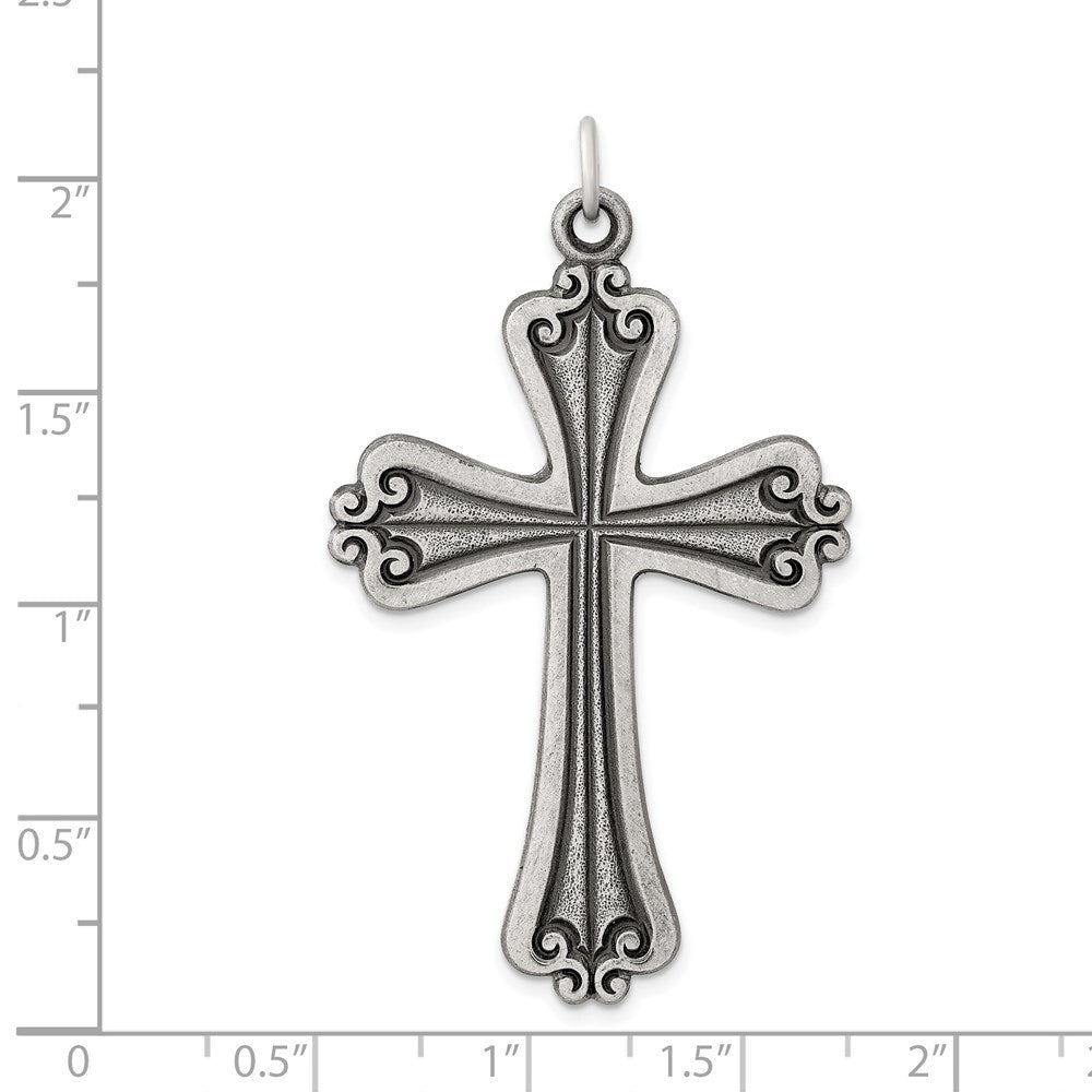 Sterling Silver Antiqued Cross Charm Holiday Gift for Women