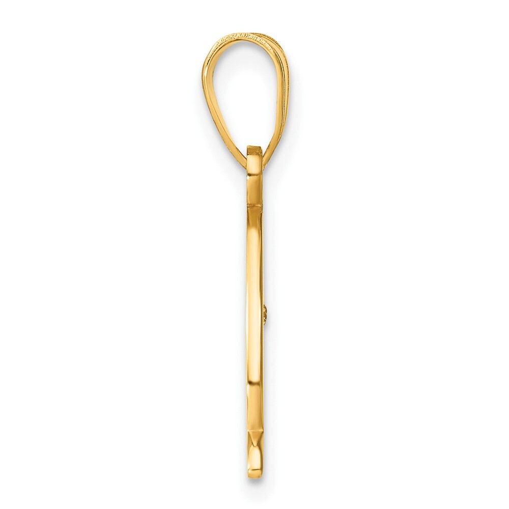 14k Yellow Gold Script Letter Q Initial Pendant with Diamond for Women