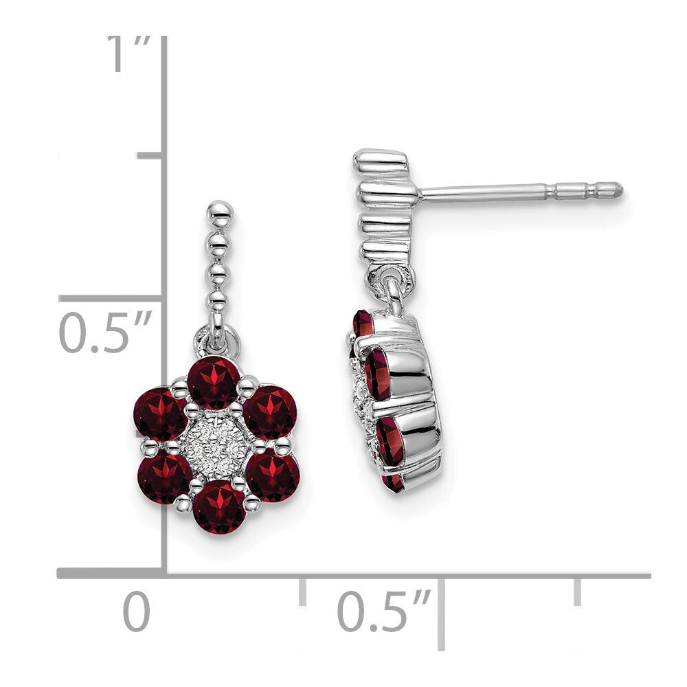 14k White Gold Garnet and Diamond Drop & Dangle Earrings