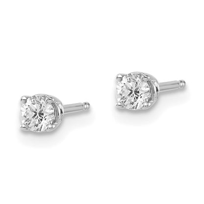 14K White Gold .20ct I1 J-K Diamond Stud Push-on Earrings