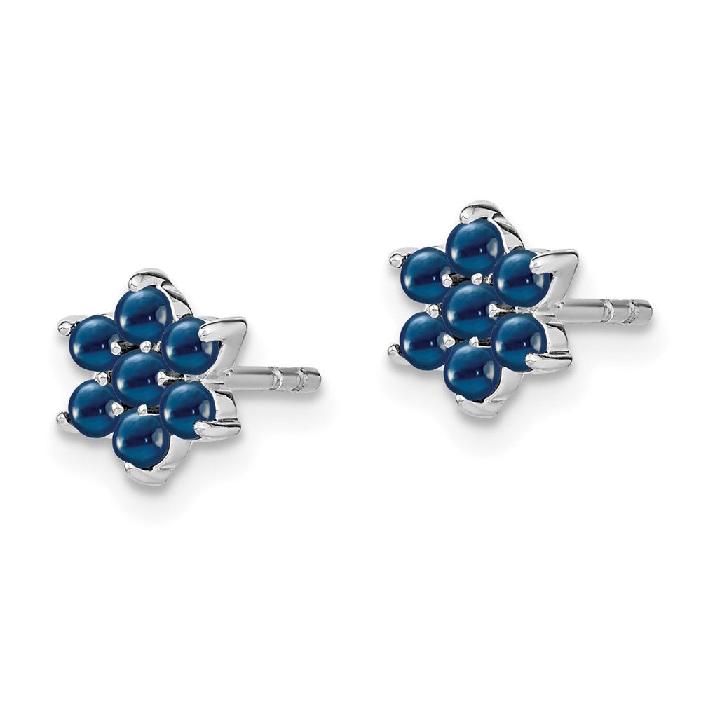 14k White Gold Sapphire Floral Earrings