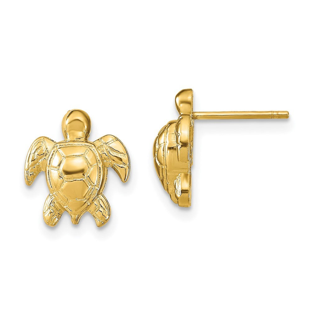 14k Yellow Gold Turtle Earrings