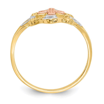 14K Two-tone Gold White Rhodium Cross Ring