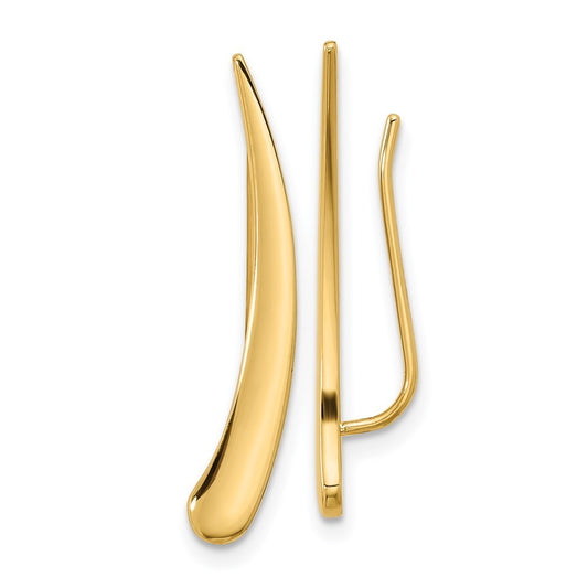 14k Yellow Gold Polished Pointed Ear Climber Earrings