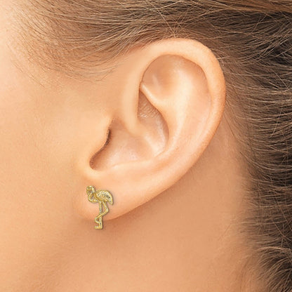 14k Yellow Gold Flamingo Earrings