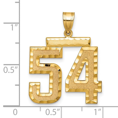 14k Yellow Gold Large Brushed Diamond-cut Number 54 Charm Pendant for Women
