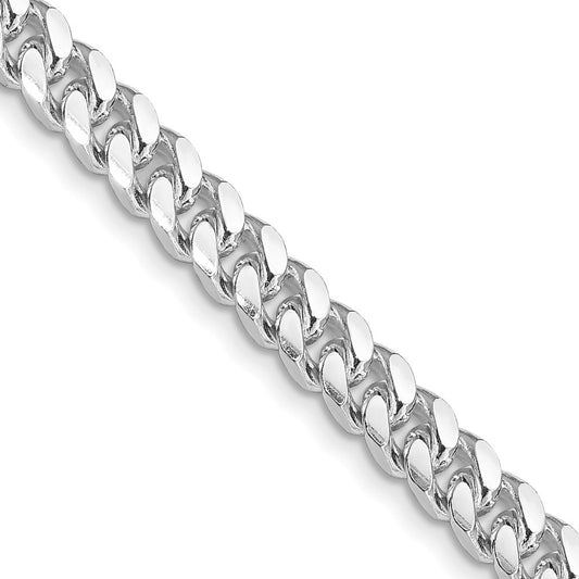 Sterling Silver Rhodium-plated 6mm Domed w/ Side Diamond-Cut Curb Chain Necklace