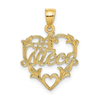 14k Yellow Gold #1 NIECE in Heart Charm Pendant for Women
