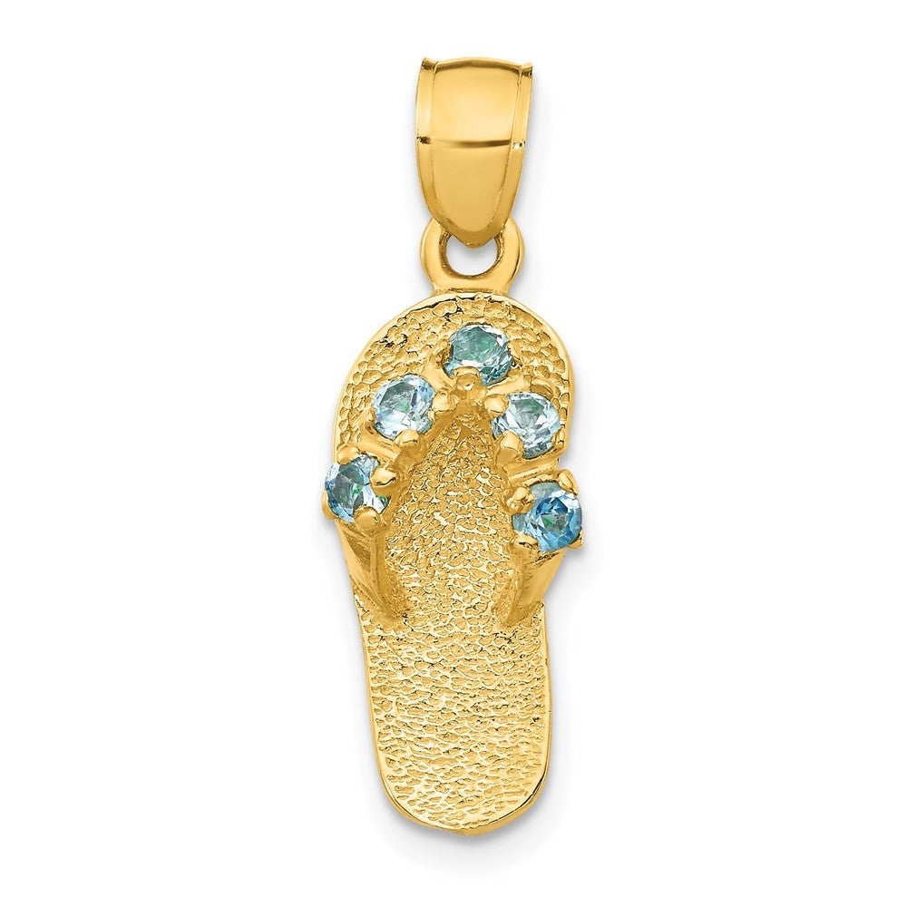 14k Yellow Gold 3D December/Cubic Zirconia Birthstone Flip Flop Pendant