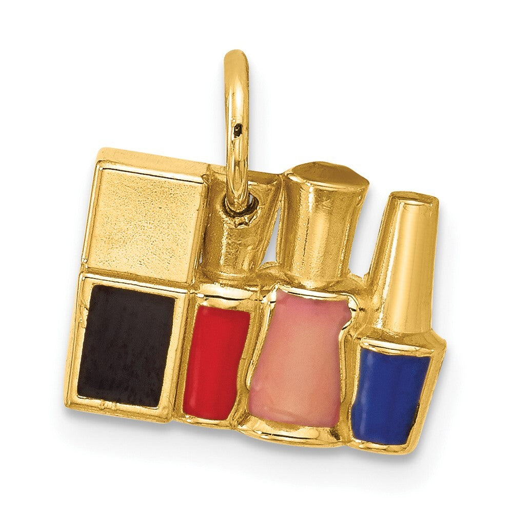 14k Yellow Gold Nail Polish Bottles Charm Pendant for Women
