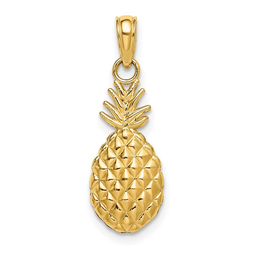 14k Yellow Gold Textured Pineapple Charm Pendant