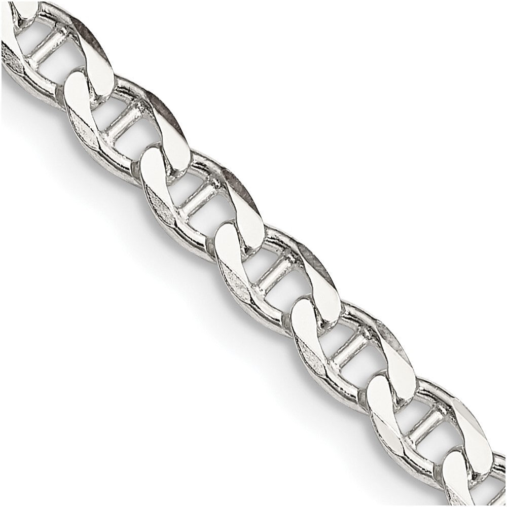 Sterling Silver 4.0mm Diamond-cut Flat Anchor Curb Chain
