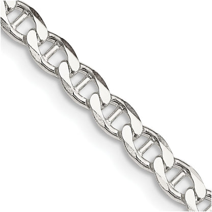 Sterling Silver 4.0mm Diamond-cut Flat Anchor Curb Chain