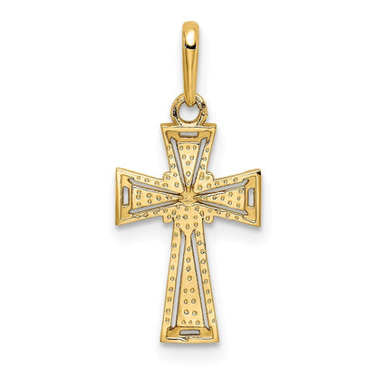 14k Yellow Gold Diamond-Cut Cross Pendant for Women