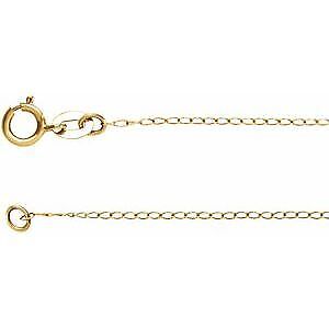 14k Yellow Gold 1 mm Curb 24" Chain Necklace Gift for Women