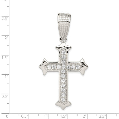 Sterling Silver Rhodium-plated Cubic Zirconia Cross Pendant