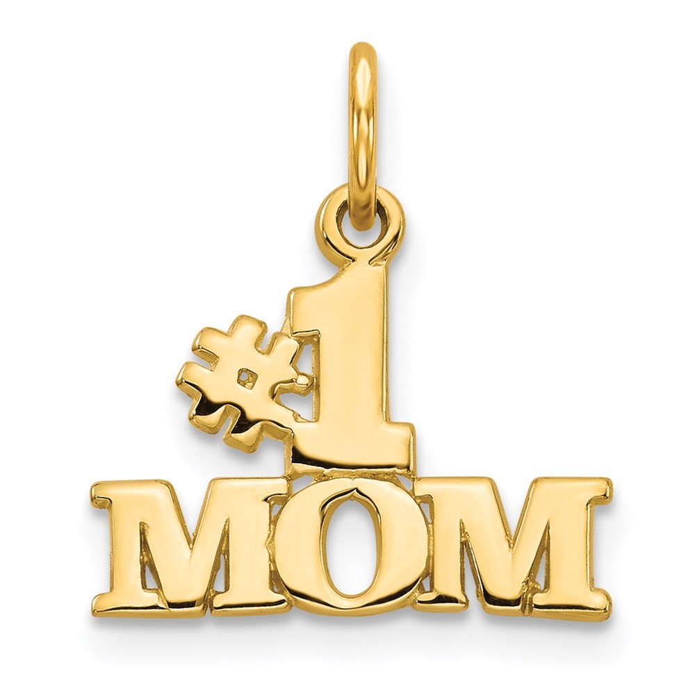 14k Yellow Gold #1 MOM Charm Pendant