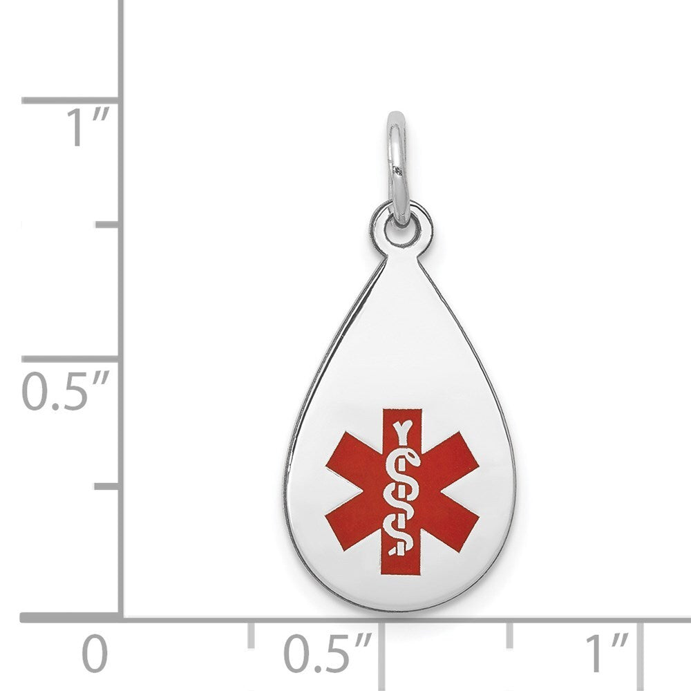 14k White Gold Red Enamel Medical Jewelry Pendant for Women
