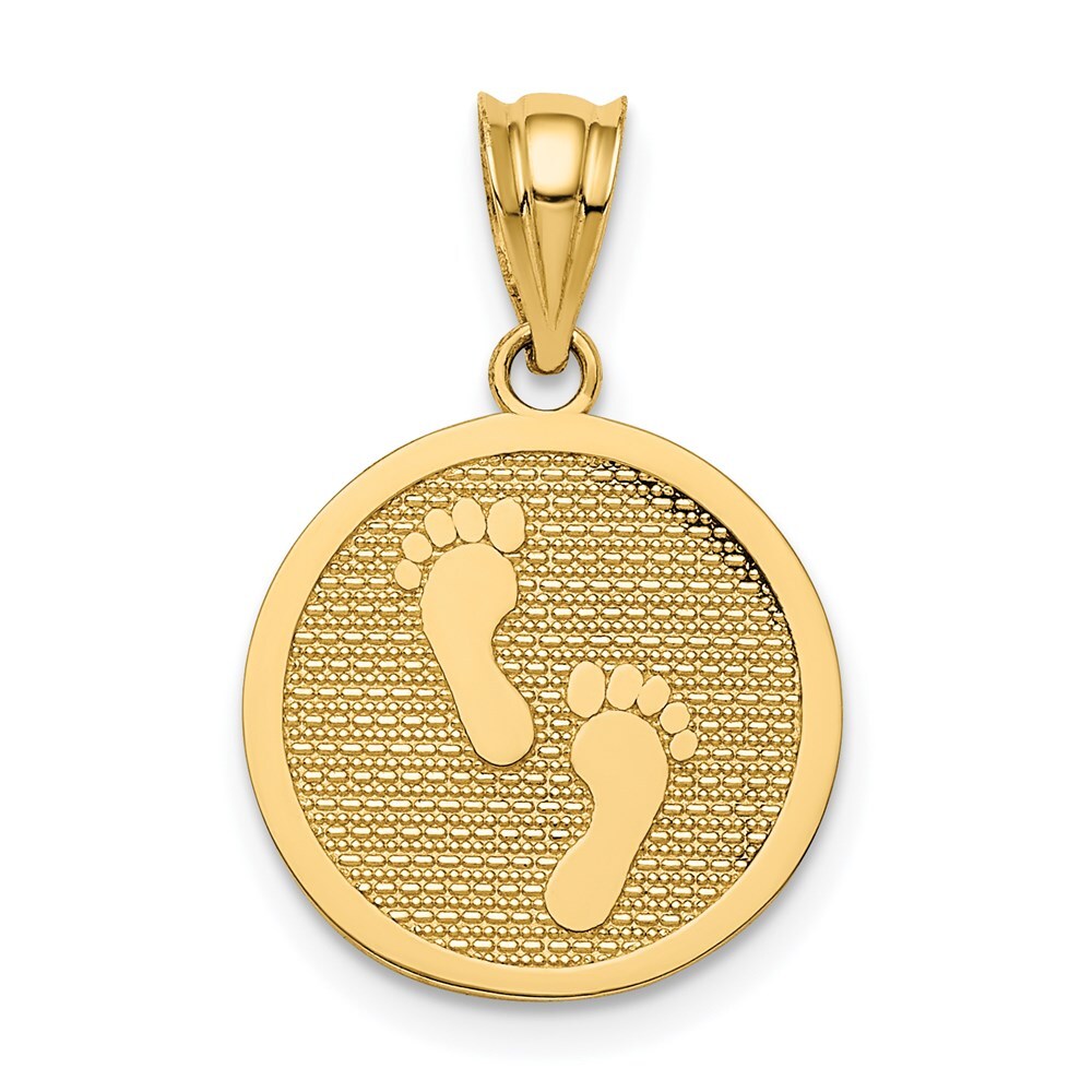 14k Yellow Gold Polished Reversible Have Faith/Footprints Pendant for Women