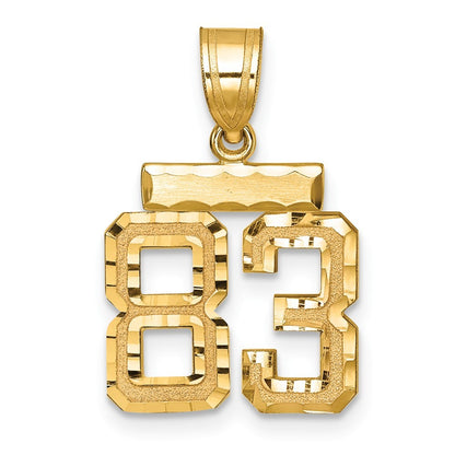 14k Yellow Gold Small Brushed Diamond-cut Number 83 Charm
