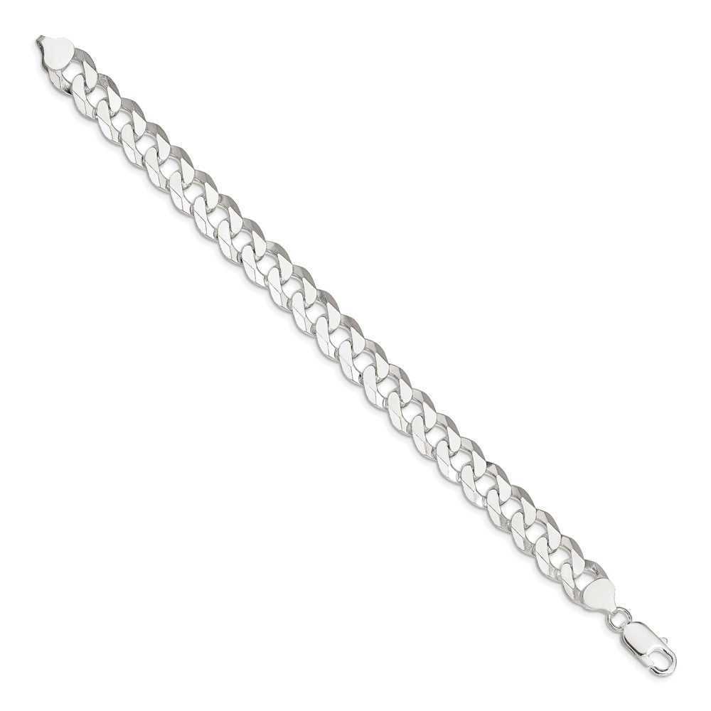 Sterling Silver 10.6mm Beveled Curb Chain Bracelet