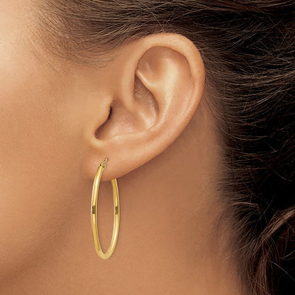 14k Yellow Gold Oval Polished Hoop Earring