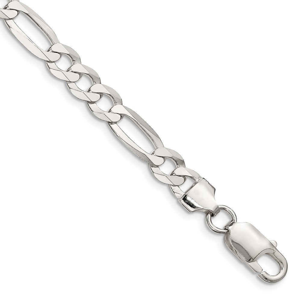Sterling Silver 7.0mm Lightweight Flat Figaro Chain Bracelet