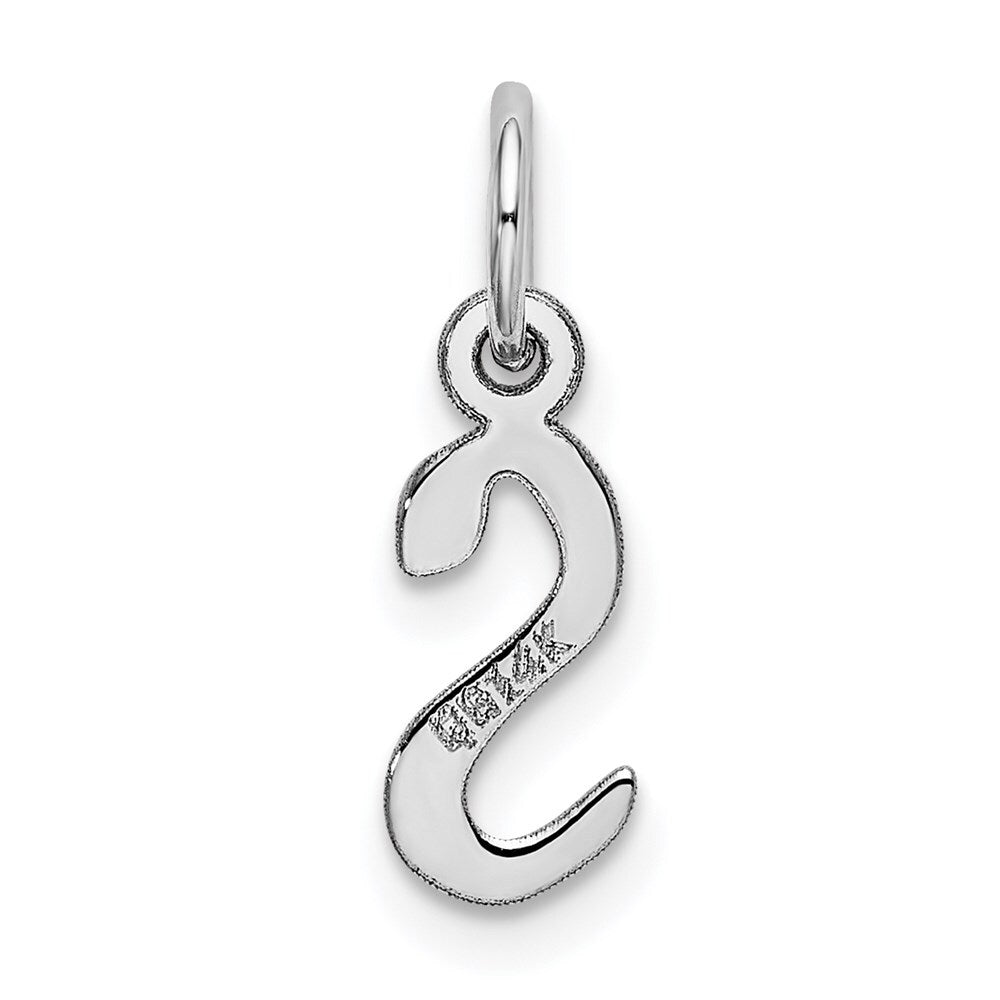 14k White Gold Small Slanted Block Letter S Initial Charm Pendant for Women