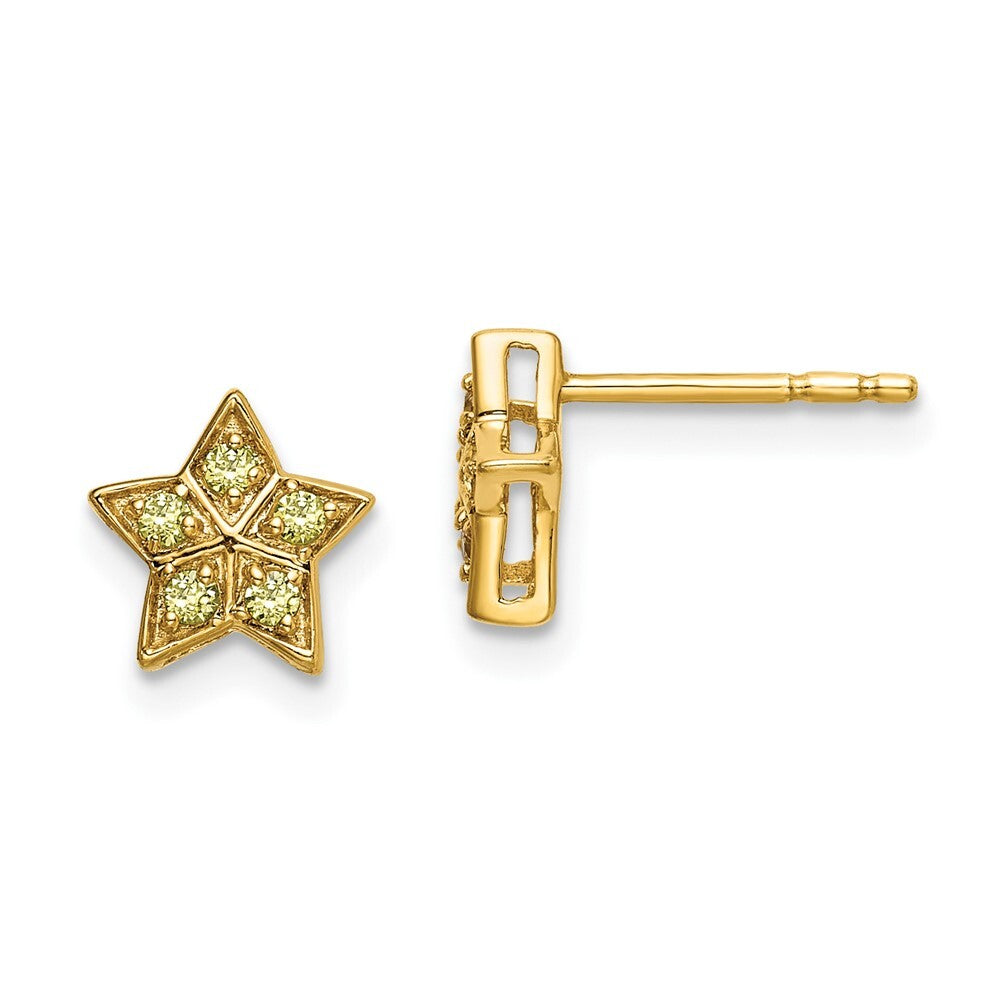 14k Yellow Gold Yellow Sapphire Star Stud Earrings