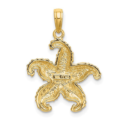 14k Yellow Gold Starfish Charm Pendant for Women