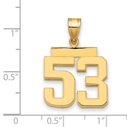 14k Yellow Gold Medium Polished Number 53 Charm Pendant for Women