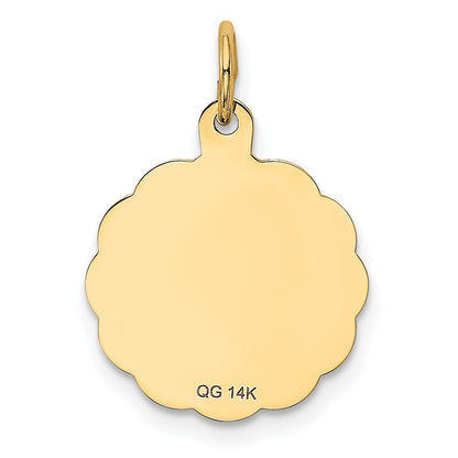 14k Yellow Gold Love Birds Disc Charm Pendant for Women
