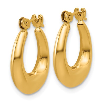 14k Yellow Gold Polished Oval Hollow Hoop Earrings